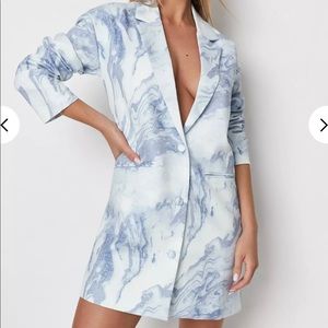 Missguided Oversized Marble Blue Blazer